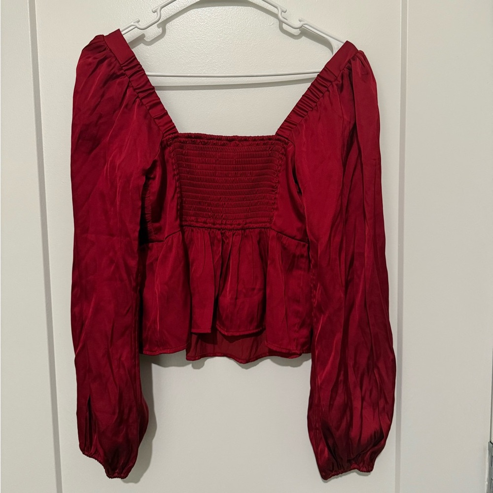 Abercrombie and Fitch Emerson Satin Long-Sleeve Top - Picture 4 of 5
